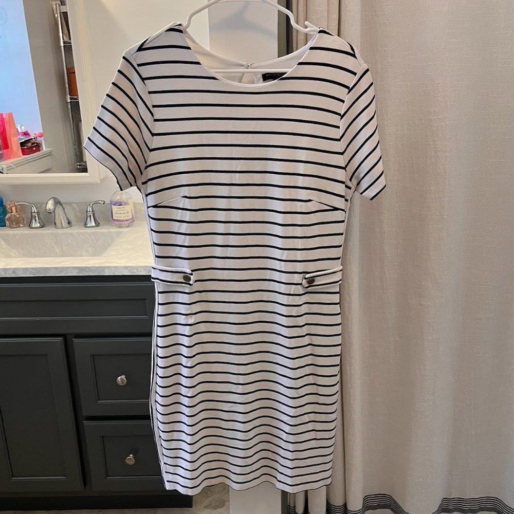 White and Blue Banana Republic Dress